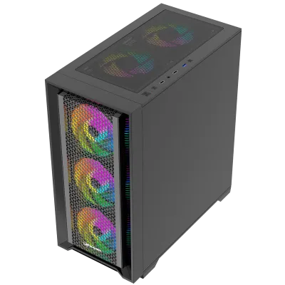 Gabinete UP Gamer Vortex Vidro Temperado Glass Black ATX M-ATX Mini-ITX
